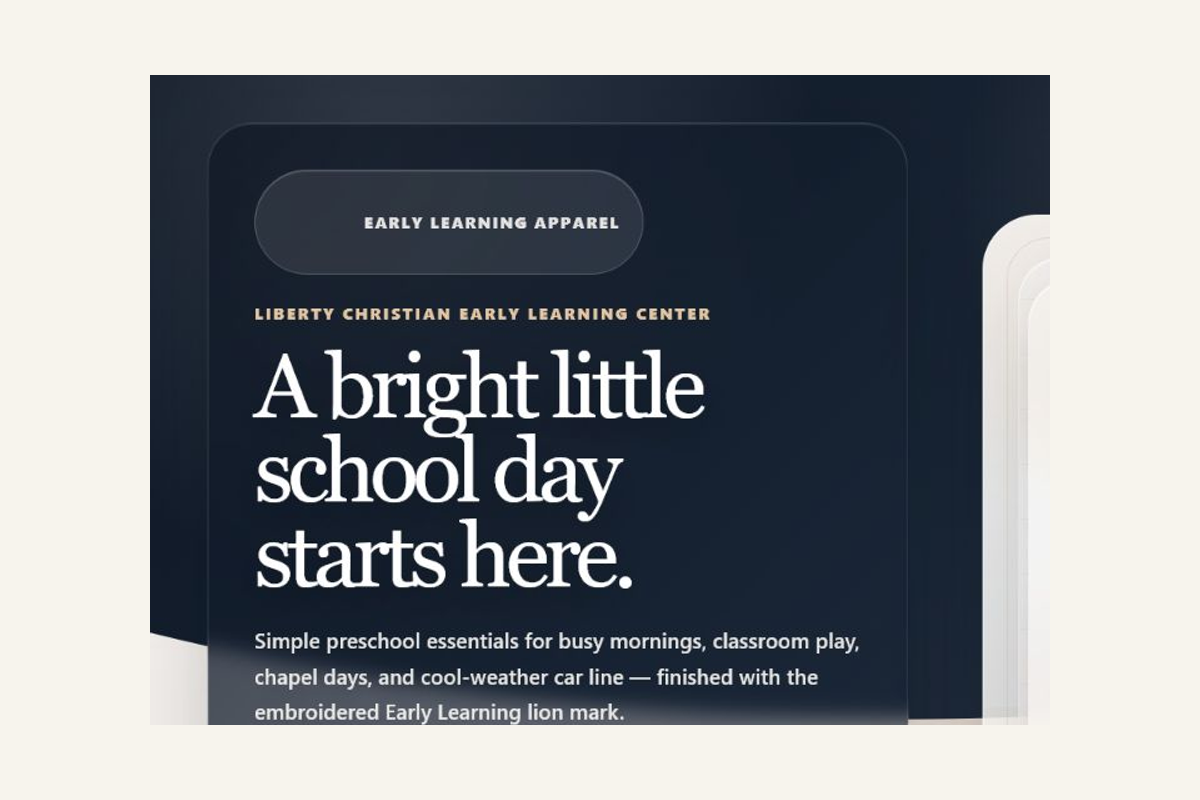 Liberty Christian Early Learning storefront entrance completed within Data Graphics client-services work.