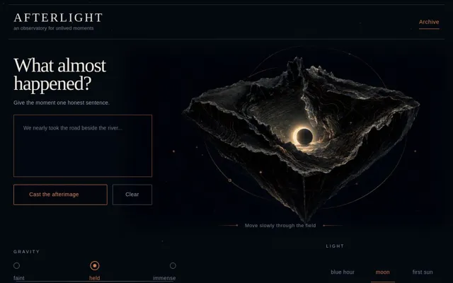 AFTERLIGHT homepage preview