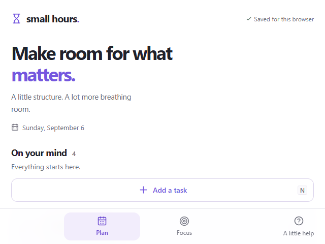 Small Hours homepage preview